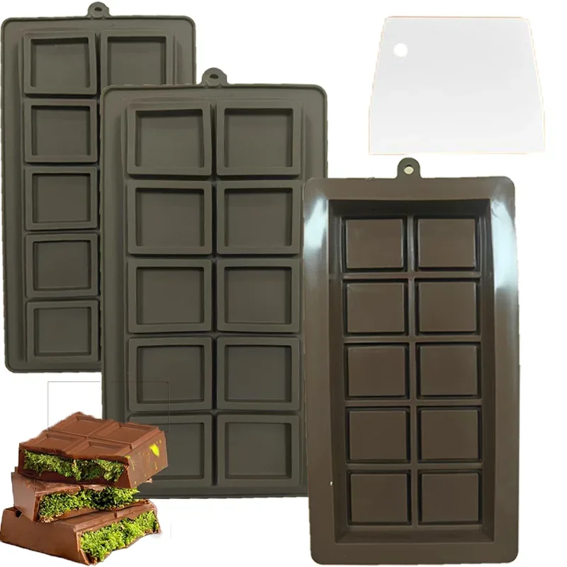 

3D Dubai Chocolate Bar Silicone Mold For Baking Pan Pastry Stuffed Bar Filling Pistachio Break Apart Chocolate Creative Making