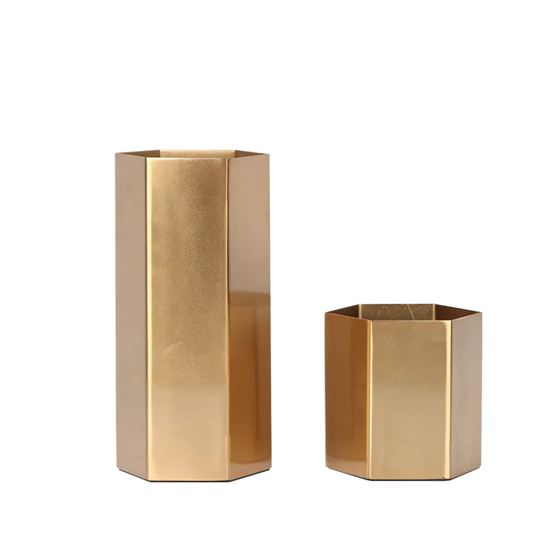 Gold luxury jewelry home decoration accessories desktop jewelry metal vase pencil vase