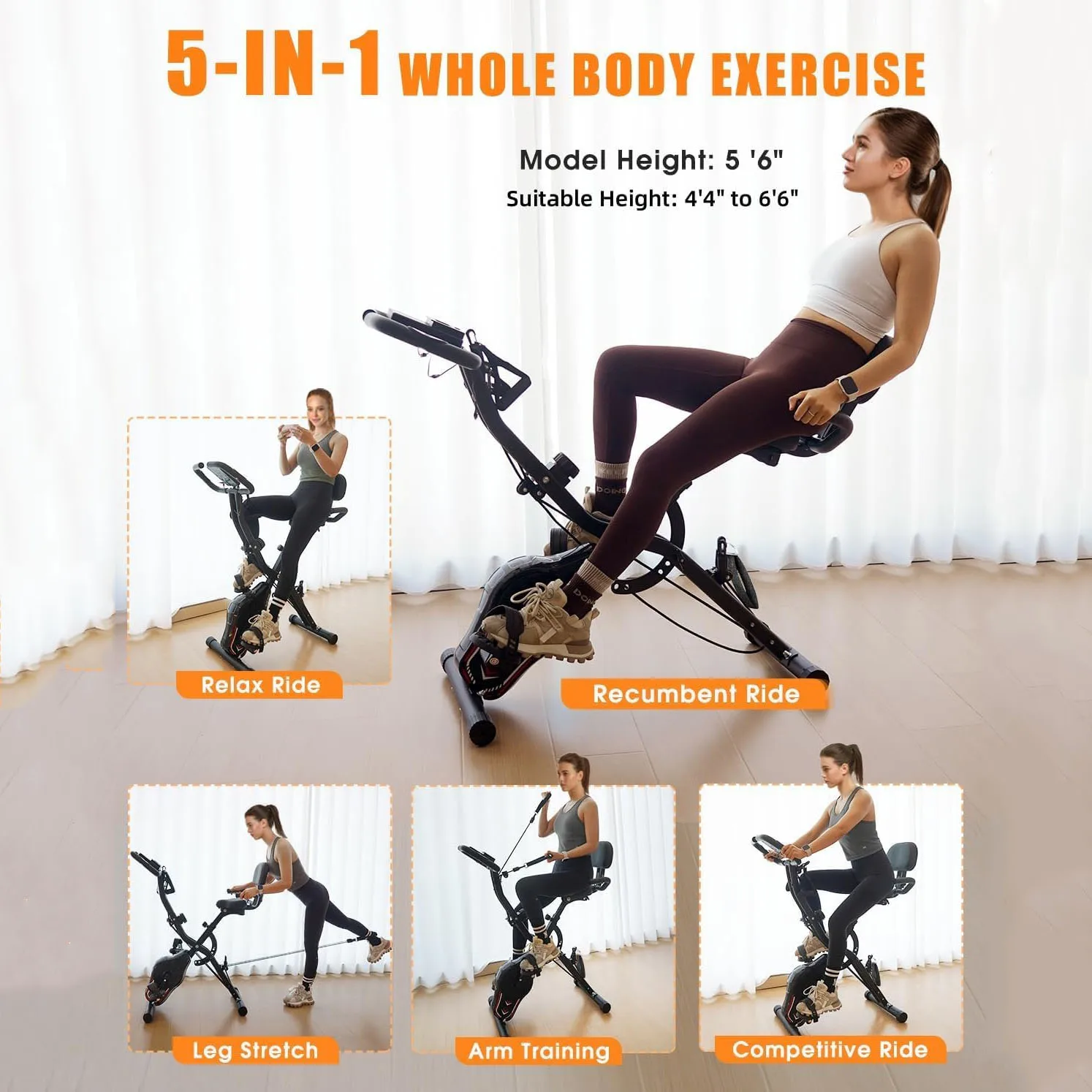 Rower Stacjonarny Treningowy Składany Magnetyczny Typu X z Kołem Zamachowym 3kg do Ćwiczeń Kardio Fitness w Pomieszczeniach