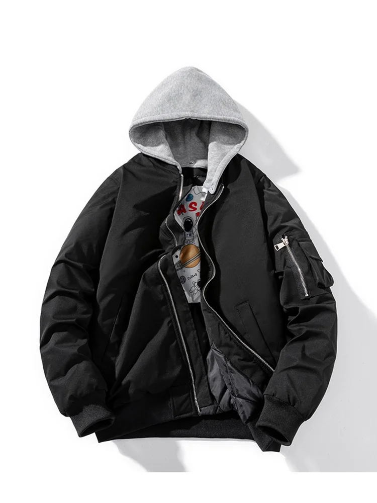 

ex Thiened Loose Fit Baseball Jaet Cotton Coat Spring Autumn Winter Couple's Pilot Jaet Warm Youth Faion