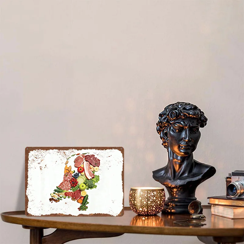 Food Map of Netherlands Made From Meat Decoration At Home Decorations Vegetables Bathroom Decor Man Cave Posters on the Wall