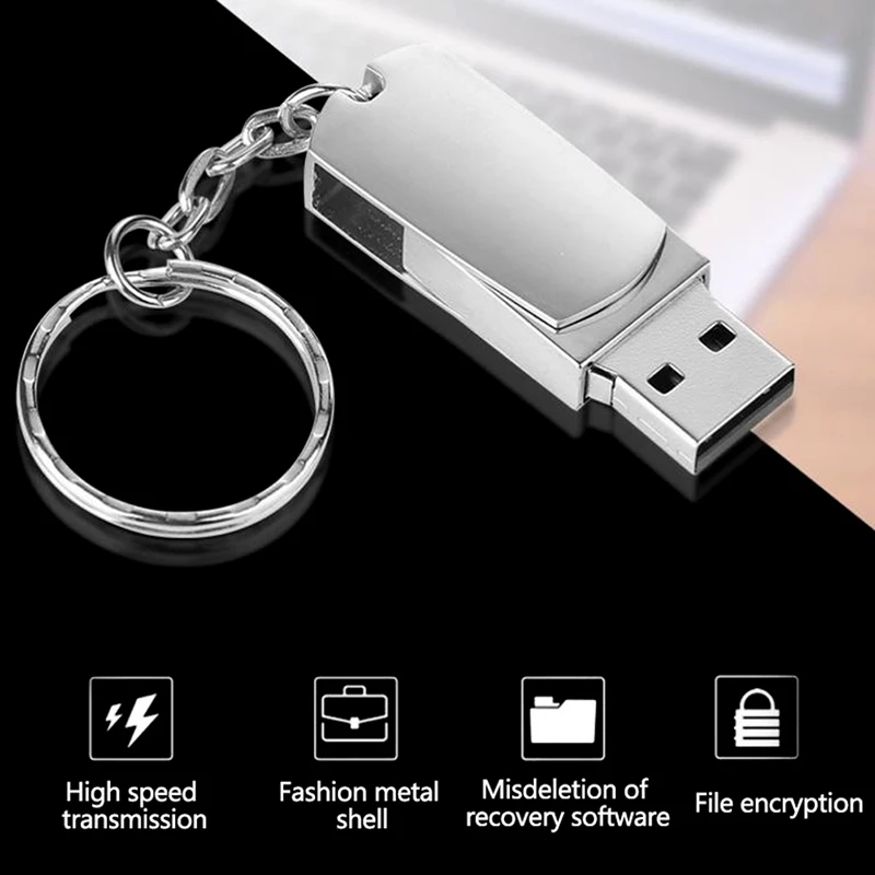 Rotatable USB 3.0 Flash Drive 1/2TB High Speed Drive Memory Stick Metal Key Ring Pendrive With Keychain