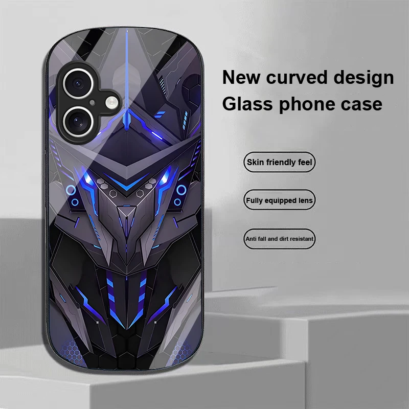 Creative Mech For Apple IPhone 16 11 13 15 14 Pro Max 12 Mini 7 8 Plus XR X XS SE Elliptical Shaped Tempered Glass Phone Case