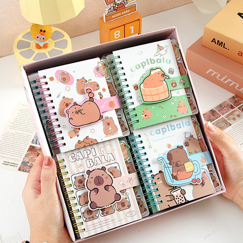 น่ารัก Capybara Coil Book A7 หลวมโน้ตบุ๊ค Notepad เรียนรู้เครื่องเขียน Planner Diary Weekly Planner โรงเรียนของขวัญ