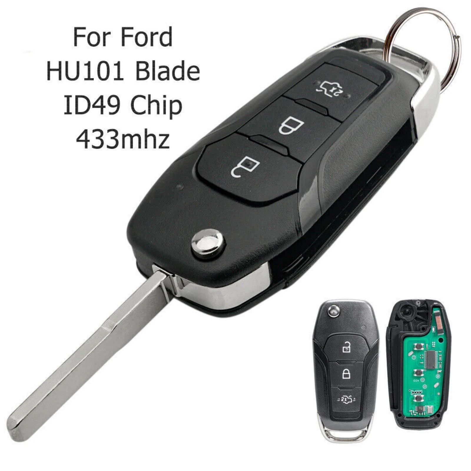 

For 2016- 2019 Ford Transit Custom MK8 Transit 433MHz Smart Remote Car Key Fob ID49 Chip Black Car Accessories