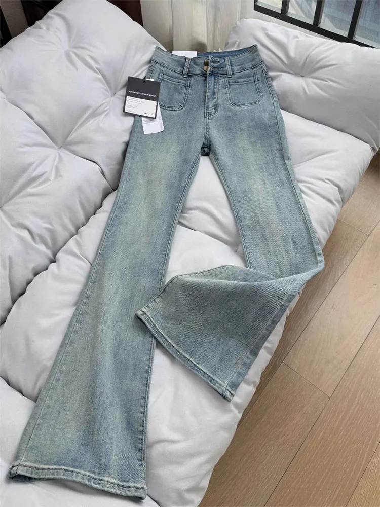 

High Waist Micro Flare Jeans Women's Spring New Style Elastic Slimming Small Size Hoof Pants Cotton Stretch Denim