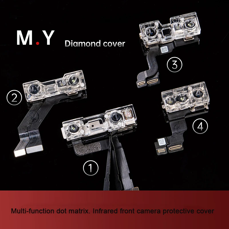 YCS Mr.Yang 4pcs Diamond Cover Front Camera Protector for Phone X-17 Series Dustproof Dot Matrix Infrared Camera Repair