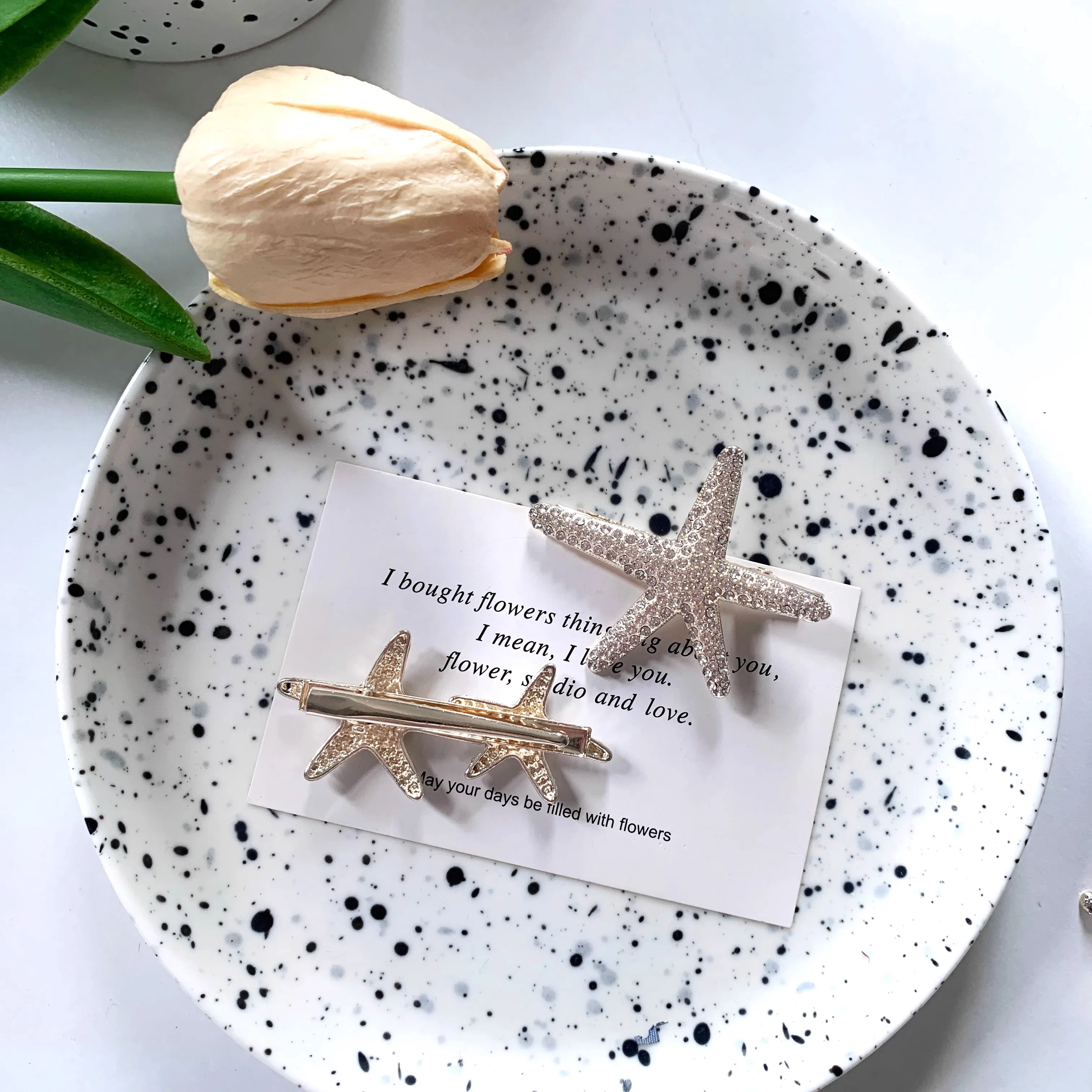 Super Shiny Zircon Starfish Hairpin for Women, Exquisite Side Bangs Clip, Unique Design Star Hair Accessory