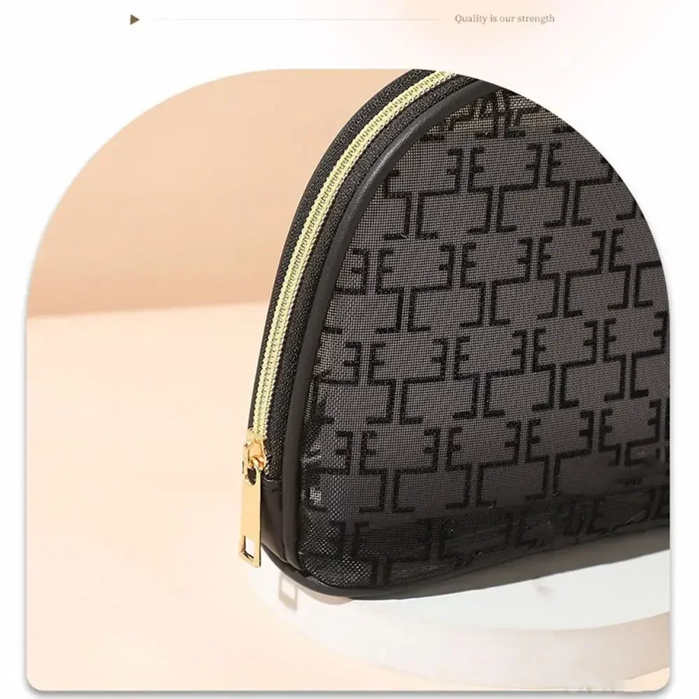 Nueva bolsa de maquillaje de malla bronceada negra, 5 estilos, bolsa de almacenamiento de cosméticos multifuncional para mujer, bolsa de aseo portátil