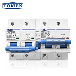 TOMZN 125A 2P plus 2P DC MTS Dual power Manual transfer switch Circuit breaker MCB for PV system 2P+2P