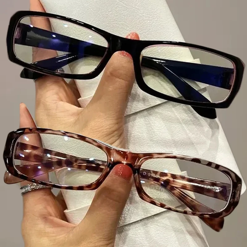 Gafas con montura cuadrada pequeña para mujer, lentes de lectura transparentes, estilo Harajuku, Retro, japonés, coreano, bloqueo de luz azul