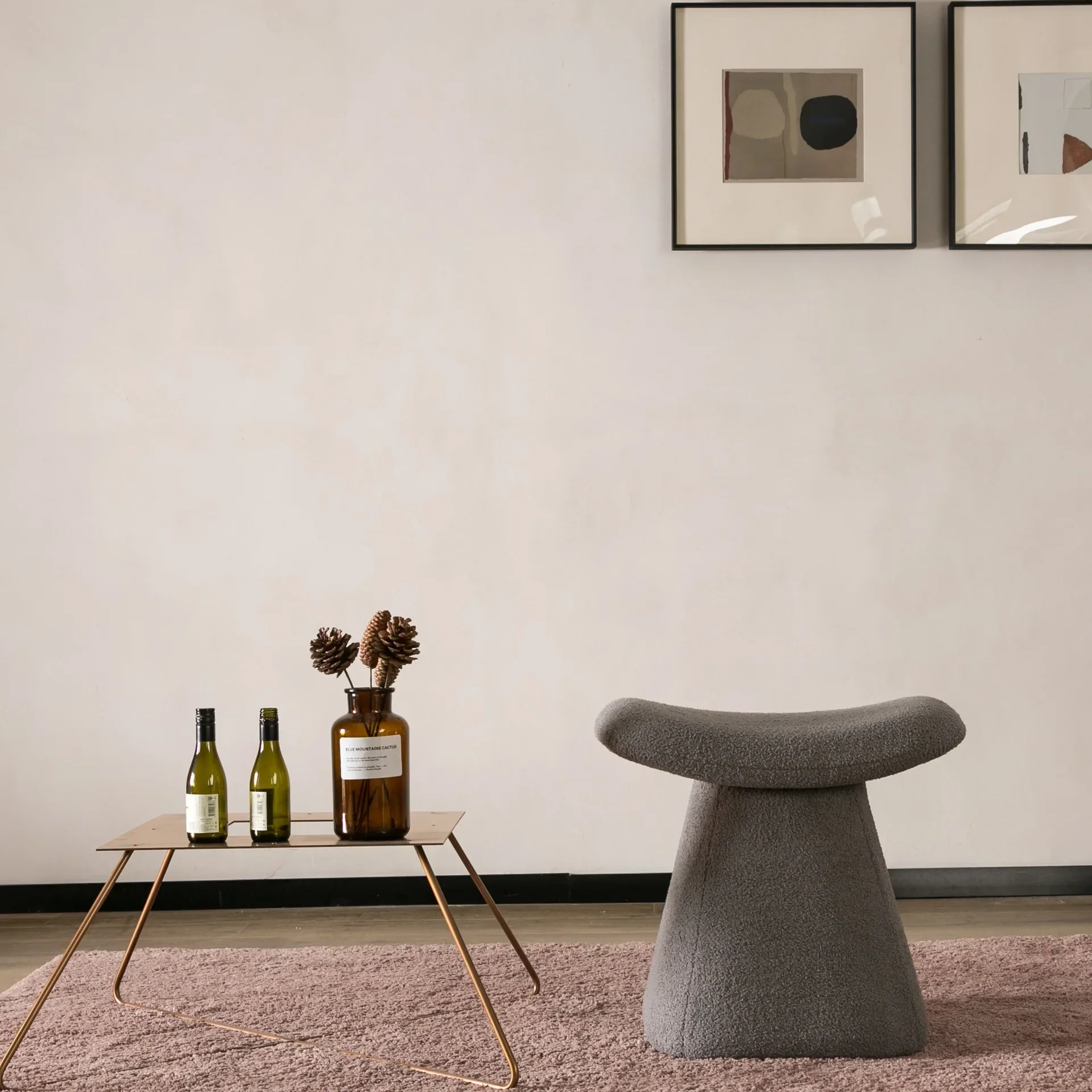 

Nordic Apartment Hotel Creative Shoe Change Shoe Stool Modern Foot Bedroom Lamb Fleece Makeup Chair