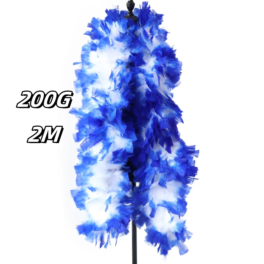 2 Meters Turkey Feather Boa 200g with Two Color Mixed Boas for Women Costume Accessory Party Carnival Wedding Dancing Plumes