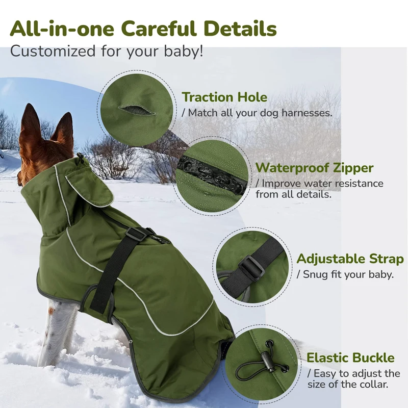 Benepaw Winter Double-Layer Dog Jacket Waterproof Windproof Reflective Strip Pet Coat Clothing For Medium Large Dogs Warming