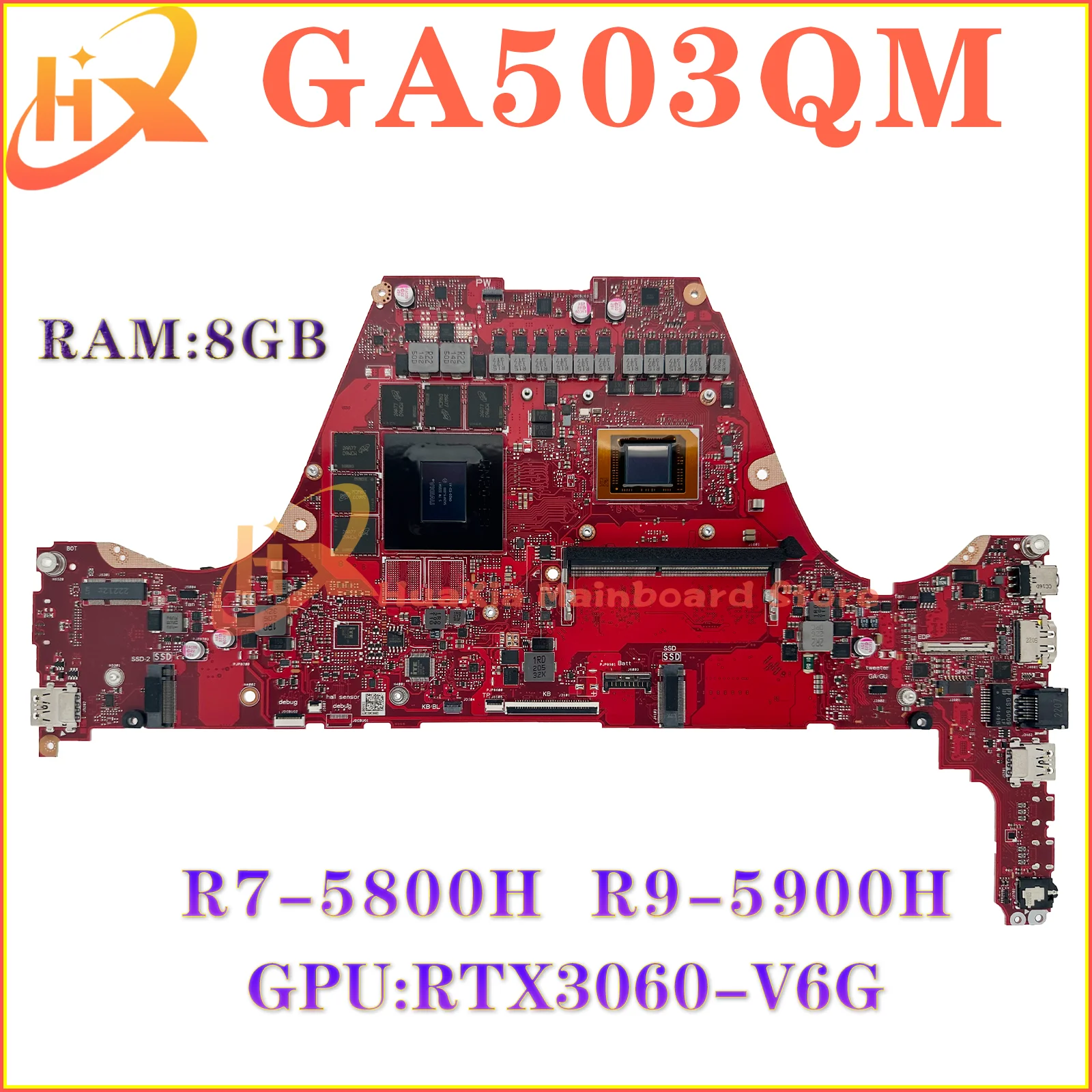 KEFU Mainboard For ASUS ‎ROG GA503QS GA503Q GA503QR GA503QM Laptop Motherboard R7 R9 RTX3080/RTX3070-V8G RTX3060/V6G 16GB/8G-RAM