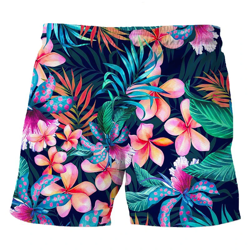 Hawaii Palm Tree Floral 3D Print Beach Shorts Men Women Oversized Surfing Board Cool Sports Pants Swimsuits Trunks Kids Clothing