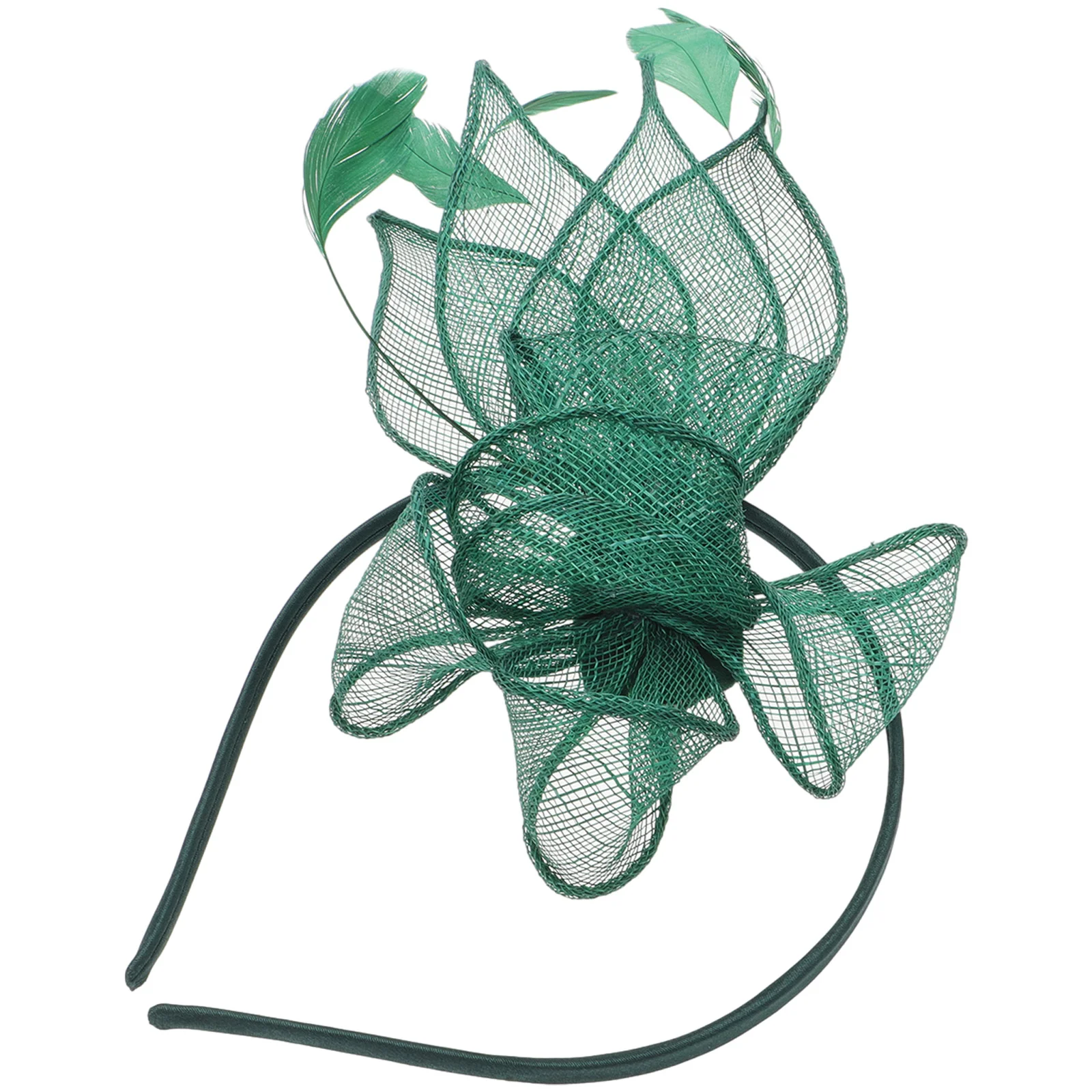 

Hairbands Top Hat Headband Clip Fascinator Hats Vintage for Tea Party Dark Green Women Bride
