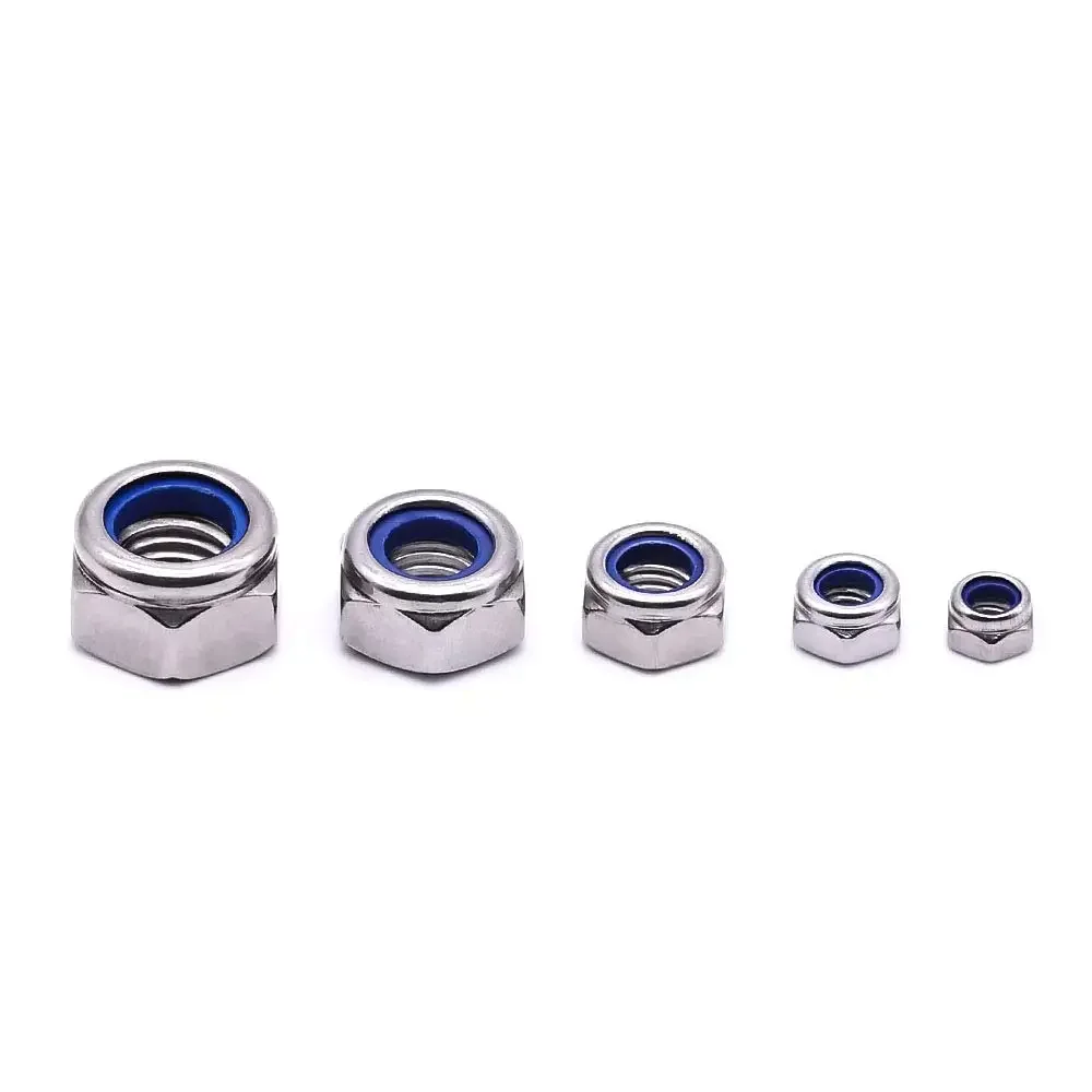 2-50pcs DIN985 M2 M2.5 M3 M4 M5 M6 M8 M10 M12 304 Stainless Steel Hex Nylon Self-locking Nuts Locknut Slip insert Lock Nut