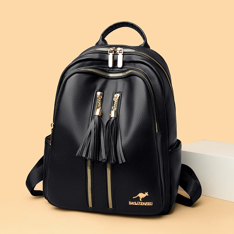 

Women's Large Capacity Casual Commuter Backpack Fashionable Lightweight Multifunctional Travel Bag Soft PU Waterproof Wear-re