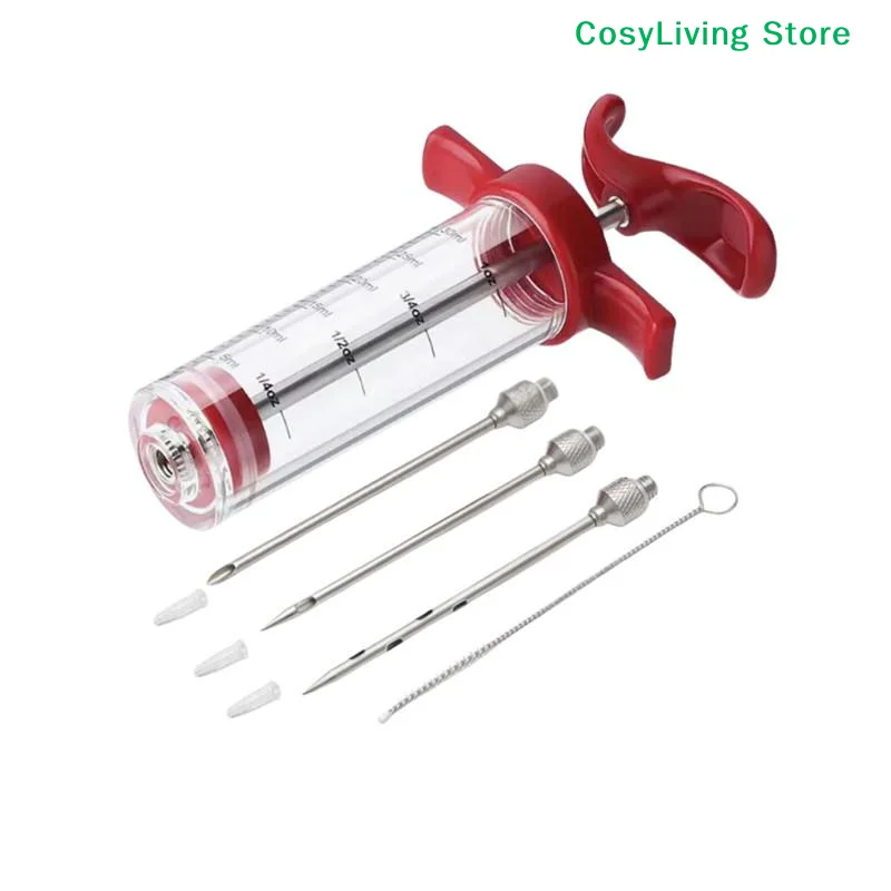 Meat Injector Syringe With 3 Marinade Injector Needles Kitchen Tools For BBQ Grill Turkey Injector Kit Marinade Flavor Injector