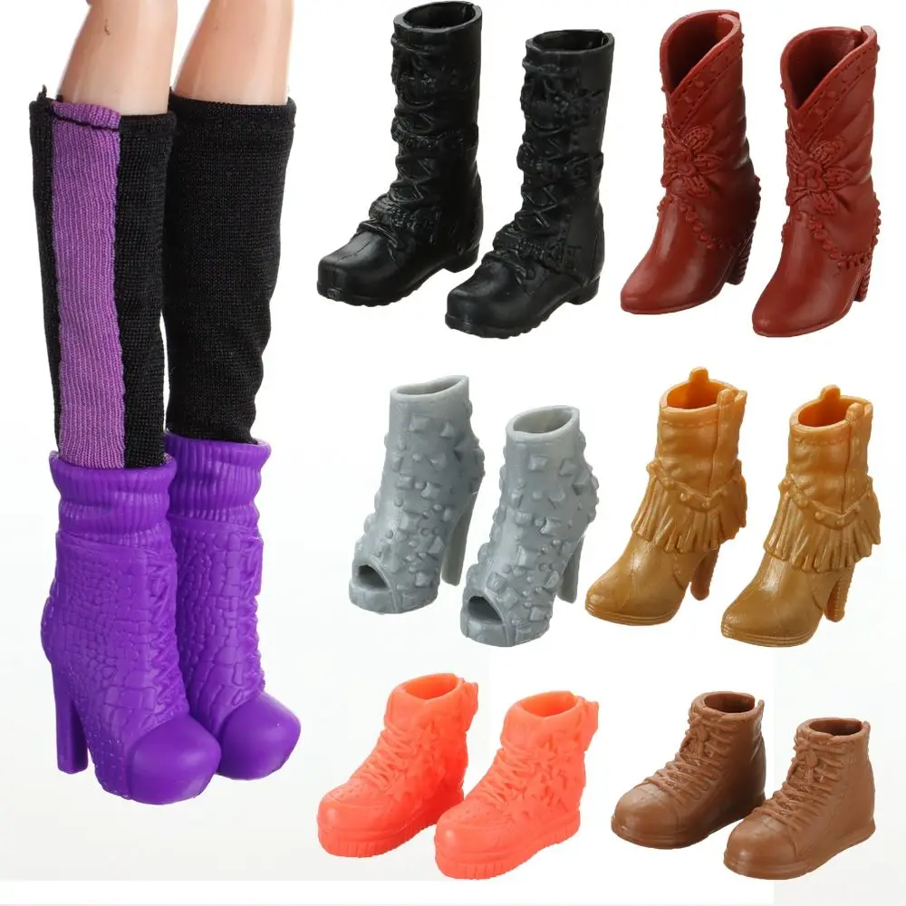 1Pair Plastic Doll Colorful Long Knees Boots Female Doll Boots Socks Doll Shoes Fit Foot Length 2.2cm Dolls Accessories