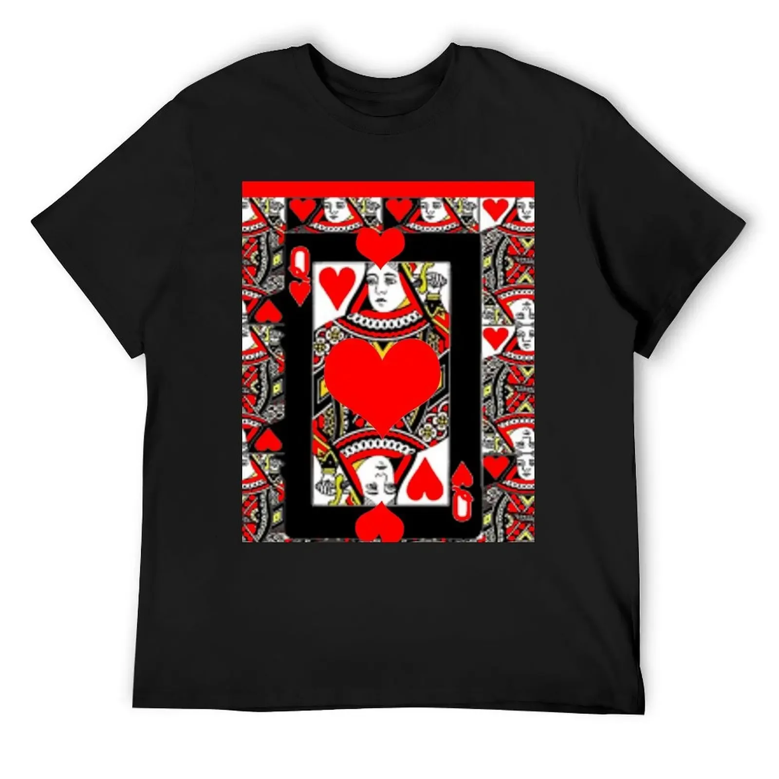 

CASINO RED QUEEN OF HEARTS PATTERN RED-HEARTS ART T-Shirt tops graphics aesthetic clothes summer tops Men's t-shirt