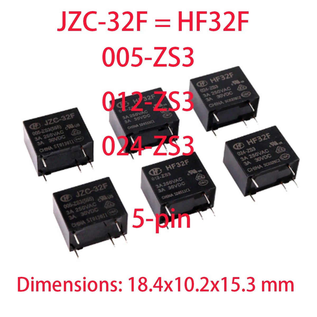 

10 шт. новые оригинальные JZC-32F HF32F 005-ZS3 012-ZS3 024-ZS3 (55) 3A 30VDC 5-контактный 250 В переменного тока 5 В 12 В 24 В 5 В постоянного тока 12 В постоянного тока 24 В постоянного тока Реле мощности