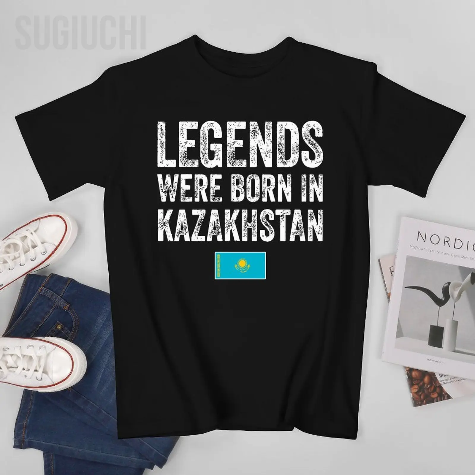 Unisex Men Legends Were Born In Kazakhstan Tshirt Tees T Shirts Women Boys 100% Cotton T-Shirt