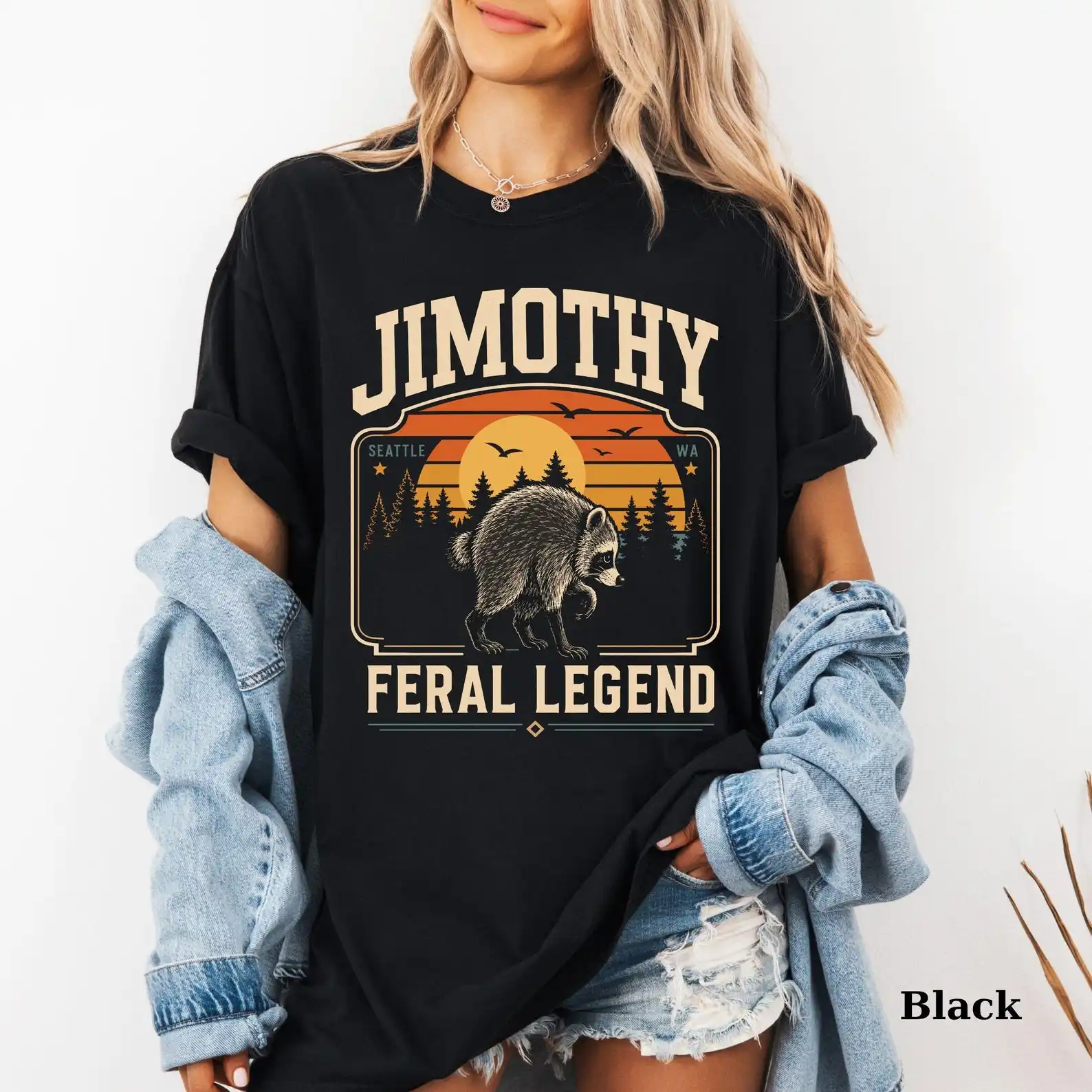 Retro Jimothy Raccoon Shirt Men Women Fun Animal Meme T-shirts Fashion Feral Animal Trash Raccoon Streetwear Tshirts