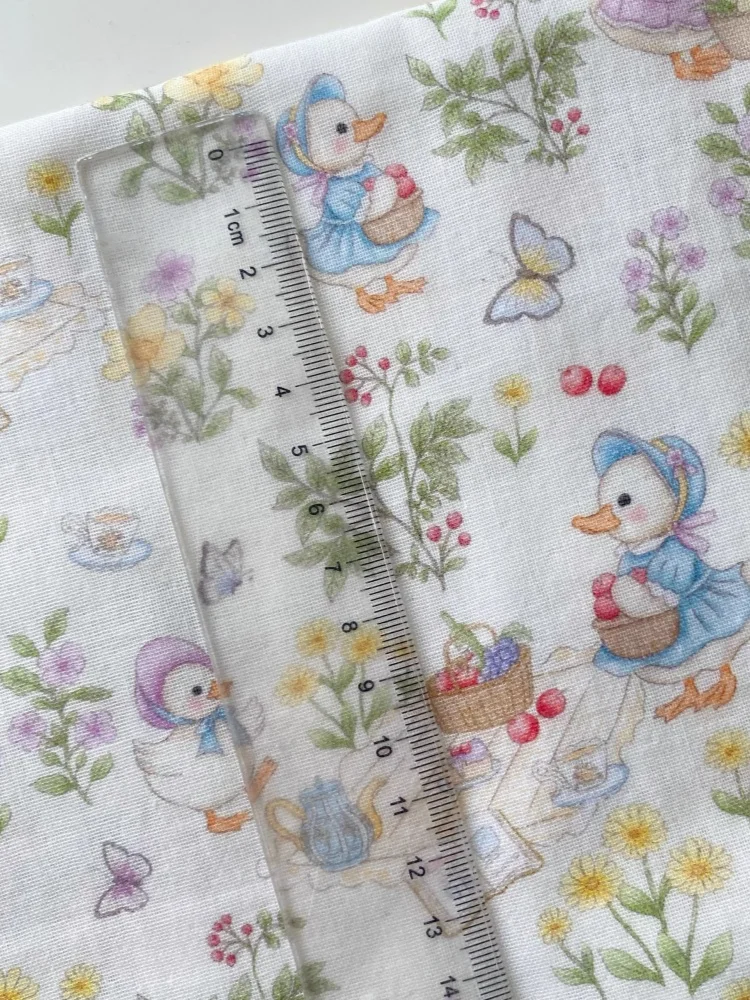 Pure cotton double-layered fabric featuring cute little duck cartoon print baby bib, bath towel, pajamas and home wear material