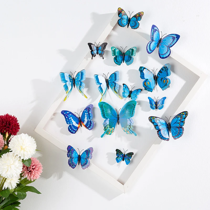 Butterfly Wall Stickers Decor Living Room Removable Multicolor Plastic 3D Butterflies Refrigerator Sticker For Home Decoration