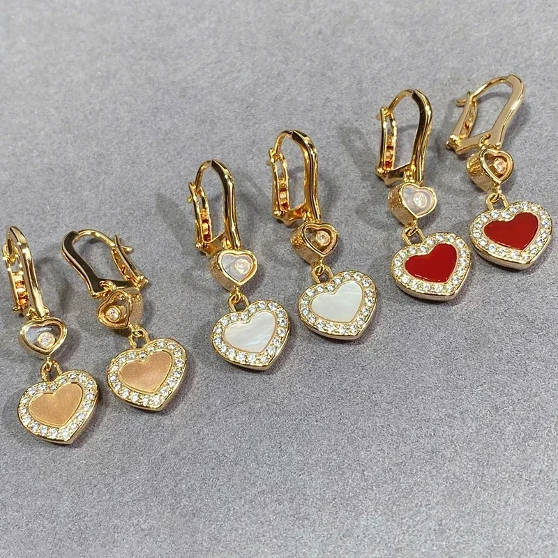 

ZH Fashion Design Rose Gold Heart shaped Earrings for Women's Minimalist Temperament Versatile Luxury Brand Jewelry Party Gifts