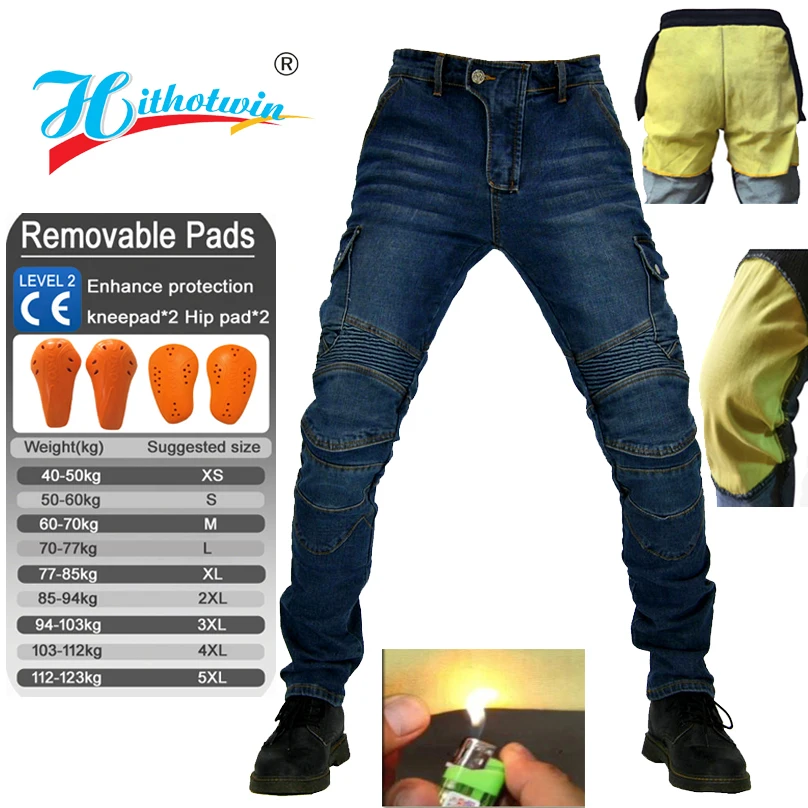 

Kevlar Motorcycle Jeans Mens Aramid Riding Pants Motocross Trousers Safety Protection Gear