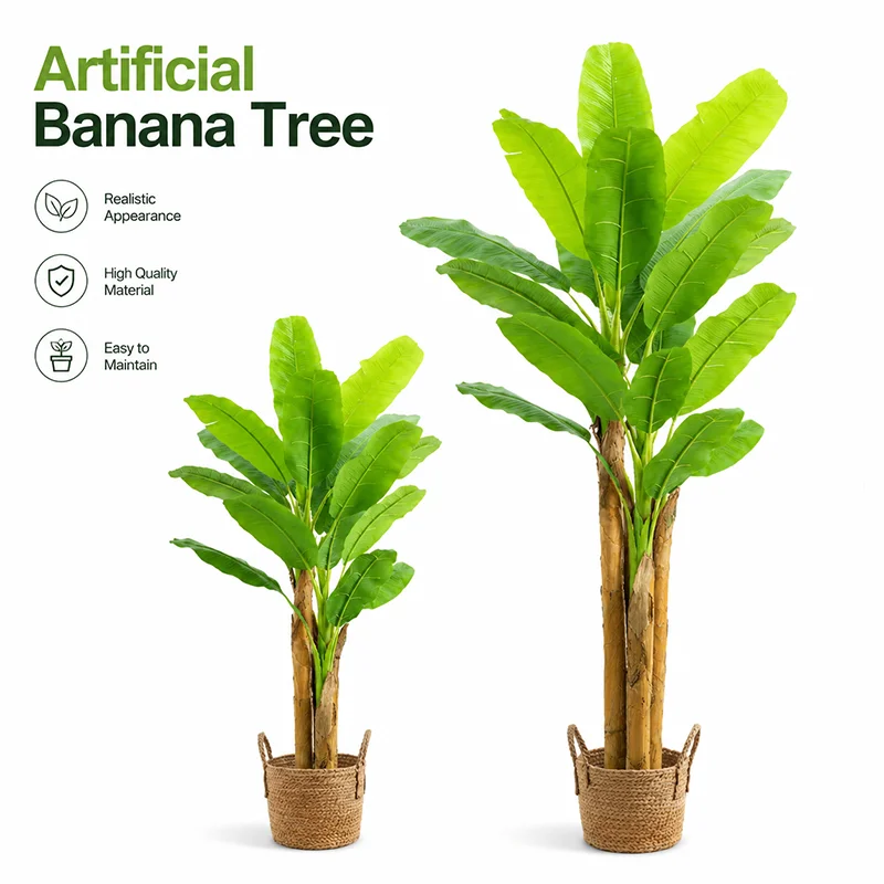 

Artificial Banana Tree 120-270CM Large Green Fake Plant Palm Leaves for Home Indoor and Outdoor Tropical Plant Decoration
