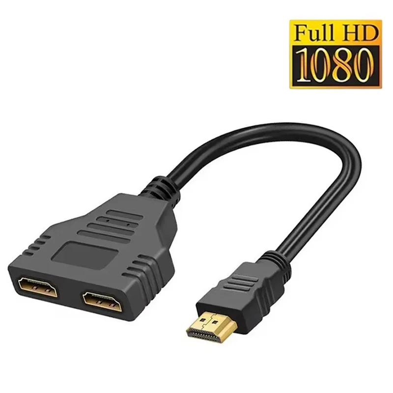 Dual Port HDMI-compatible Splitter Cable 1 Male To 2 Female Y Adapter 1080P 4K 3D For Laptop TV Monitor Box PC Projector Cord