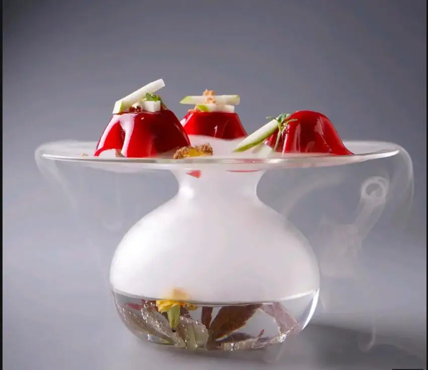 

Transparent Glass Plate Dry Ice Japanese Restaurant Sushi Afternoon Tea Dessert Home Kitchen Tableware