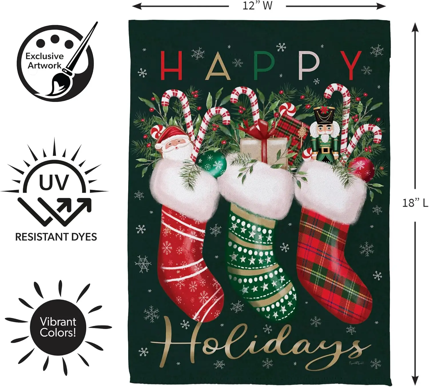 Evergreen Festive Fun Stockings Garden Flag 12x18 Inch Double Sided for Outside, Outdoor Welcome Winter Flags for Holiday Ch yyi