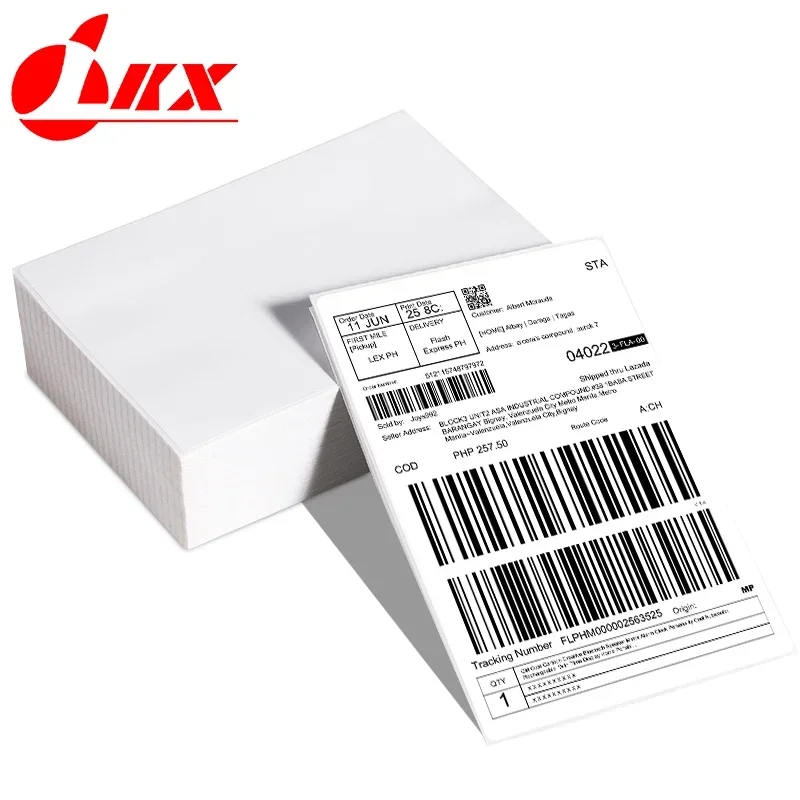 LKX 4x6 Inch Direct Thermal Labels Printer Paper Fan-Fold Labels Shipping Supplies Waterproof for 241BT 246S Nimbot D11 Printer