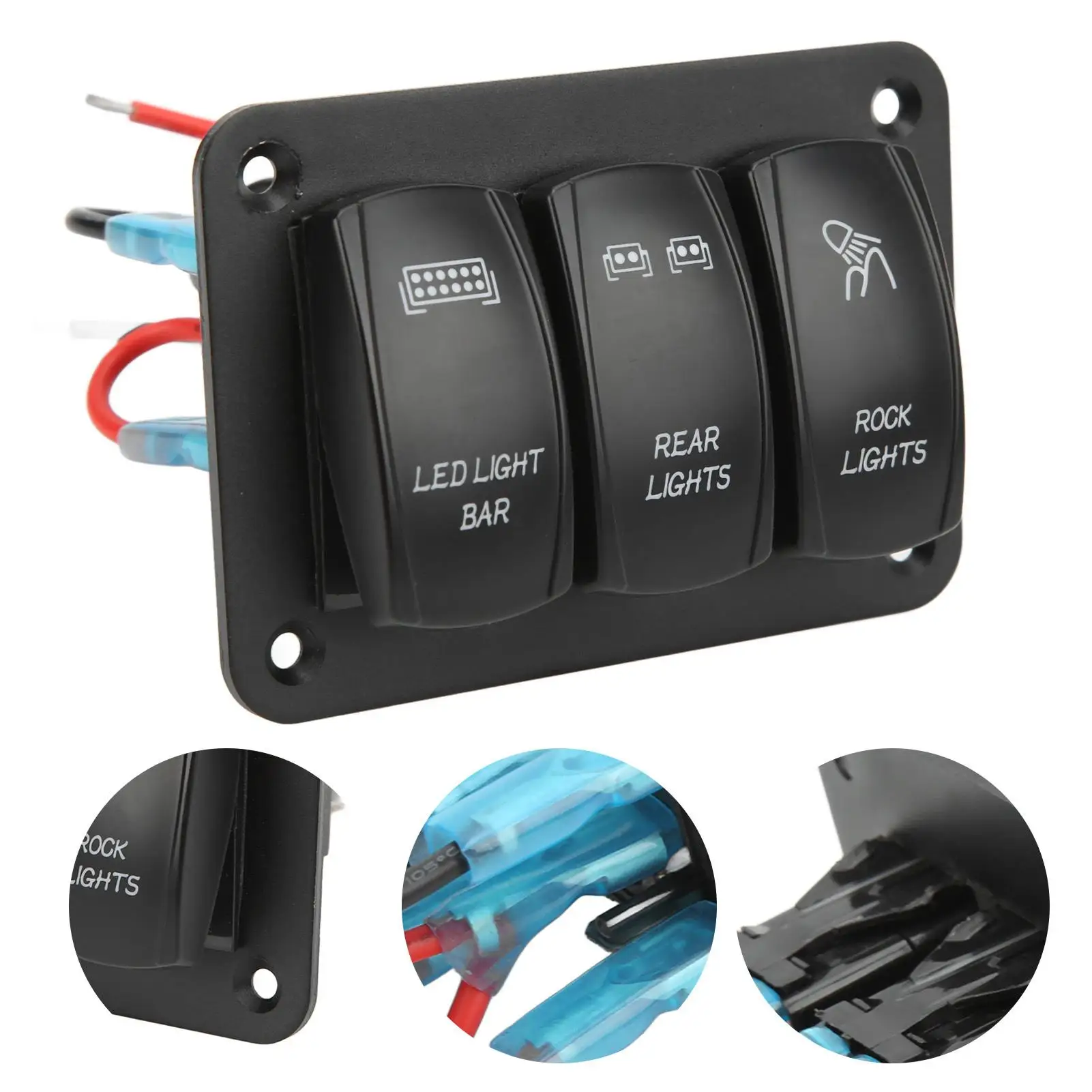 Joli à bascule étanche pour voiture, barre lumineuse LED, RL, UTV, yacht, 3 gangs