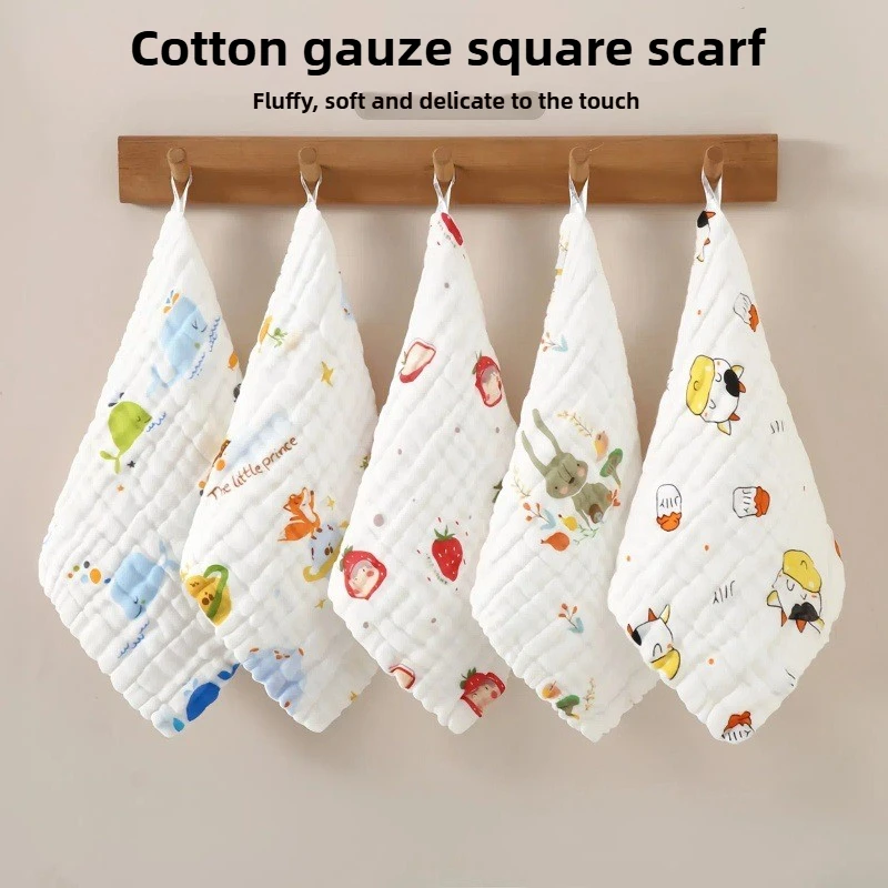 

Детское квадратное полотенце, 6-слойное хлопковое полотенце для лица из хлопкового хлопка высокой плотности, детское полотенце для слюны, супермягкое полотенце для слюны новорожденного