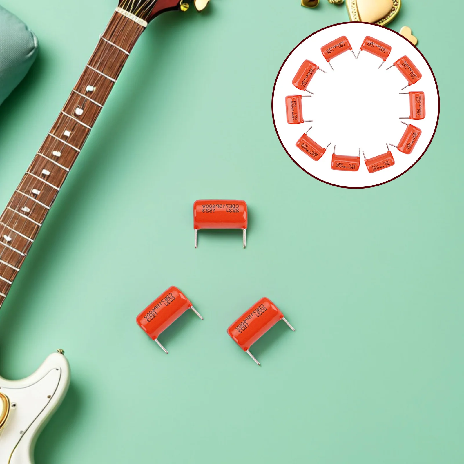 

1 Set Guitar Tone Capacitors 715P Series Copper Lead Drop Bass Replacement High Frequency Stable Clear Sound Electric Guitar