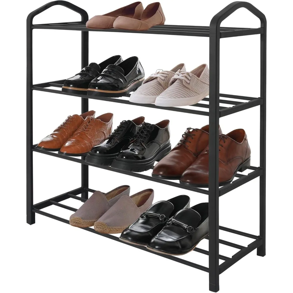 

Shoe Organizer - 4 Tier Shoe Rack Storage Shelf with Reinforced Frame and Metal Tubes - Black Shoe Rack for Closet,