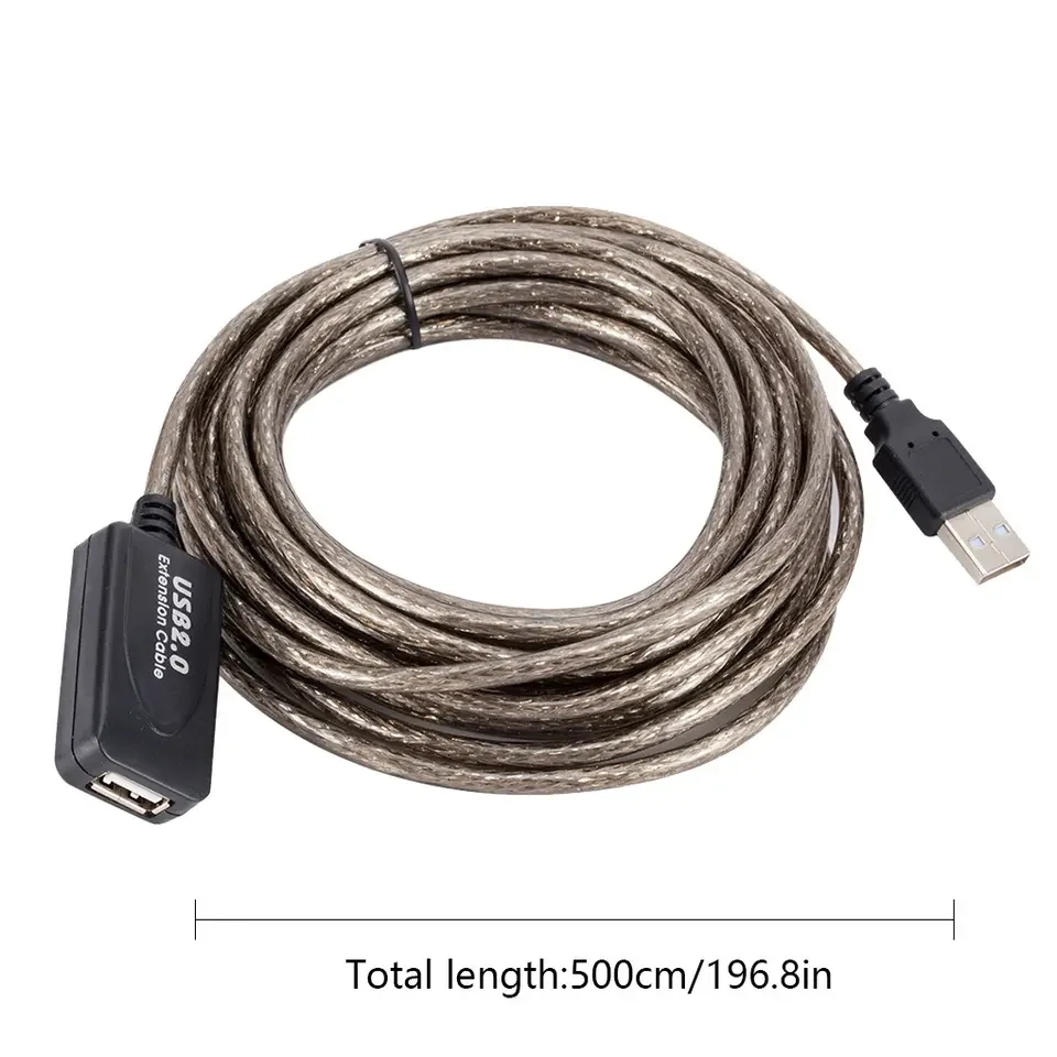 5m / 10m / 15m kabel przedłużający USB 2.0 do komputera stacjonarnego Laptop bezprzewodowy karta sieciowa przedłużacz z portami USB męski na żeński