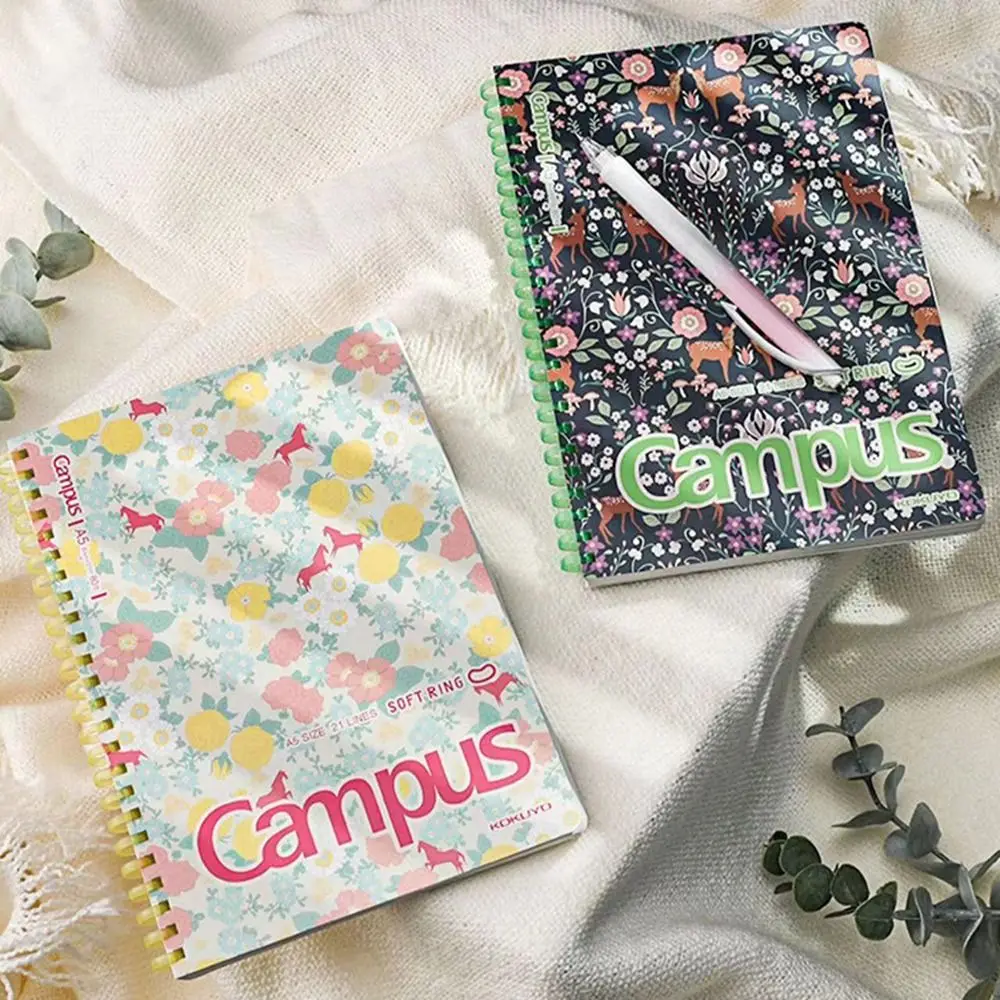 A5/B5 Soft Coil Notebooks 160 Pages Thick Paper Student Class Notebooks Floral Print Multifunction 180° Lay-Flat Notepad Student