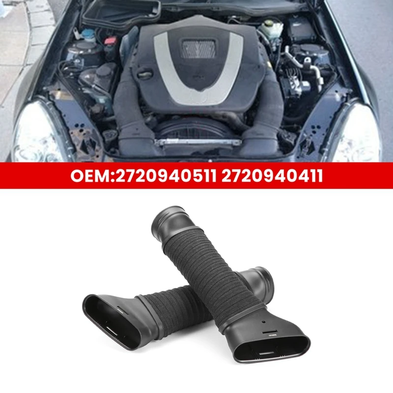 1Pair Left+Right Engine Intake Tube Inlet Air Pipe For Mercedes Benz SLK300 R171 2720940511 2720940411