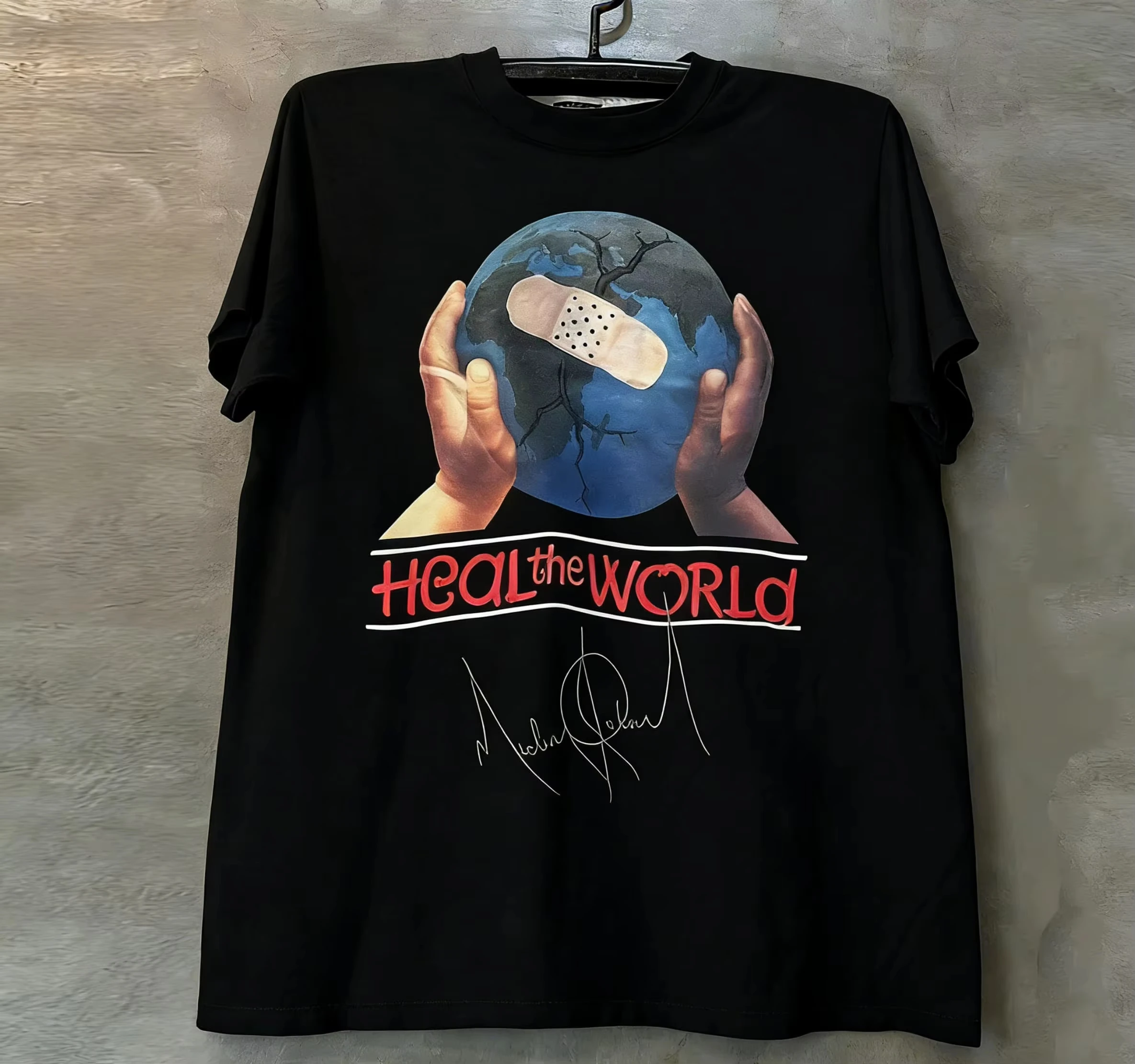 T-shirt classique noir MJ Michael Jackson's Charity Single Heal The World, t-shirt graphique en coton pour hommes et femmes, Streetwear d'été