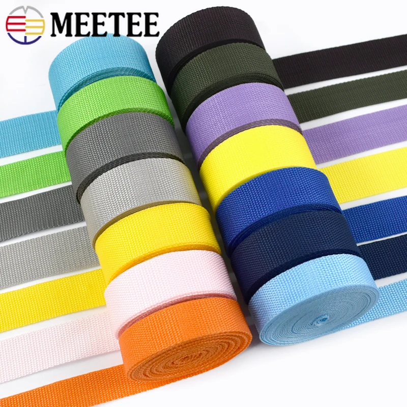 

Meetee 2M 20-50mm Polypropylene Webbing 1.1mm Thick PP Ribbon Safety Belt Nylon Band Dog Collar hoverboard Sewing Bias Accessory