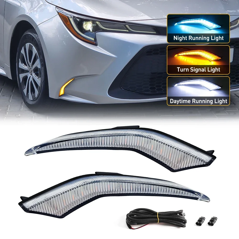 

LED Fog Lamp Car Accessories For Toyota Corolla L/LE/XLE Hybrid Levin 2020 2021 2022 Tricolor Car Daytime Running Light Assembly