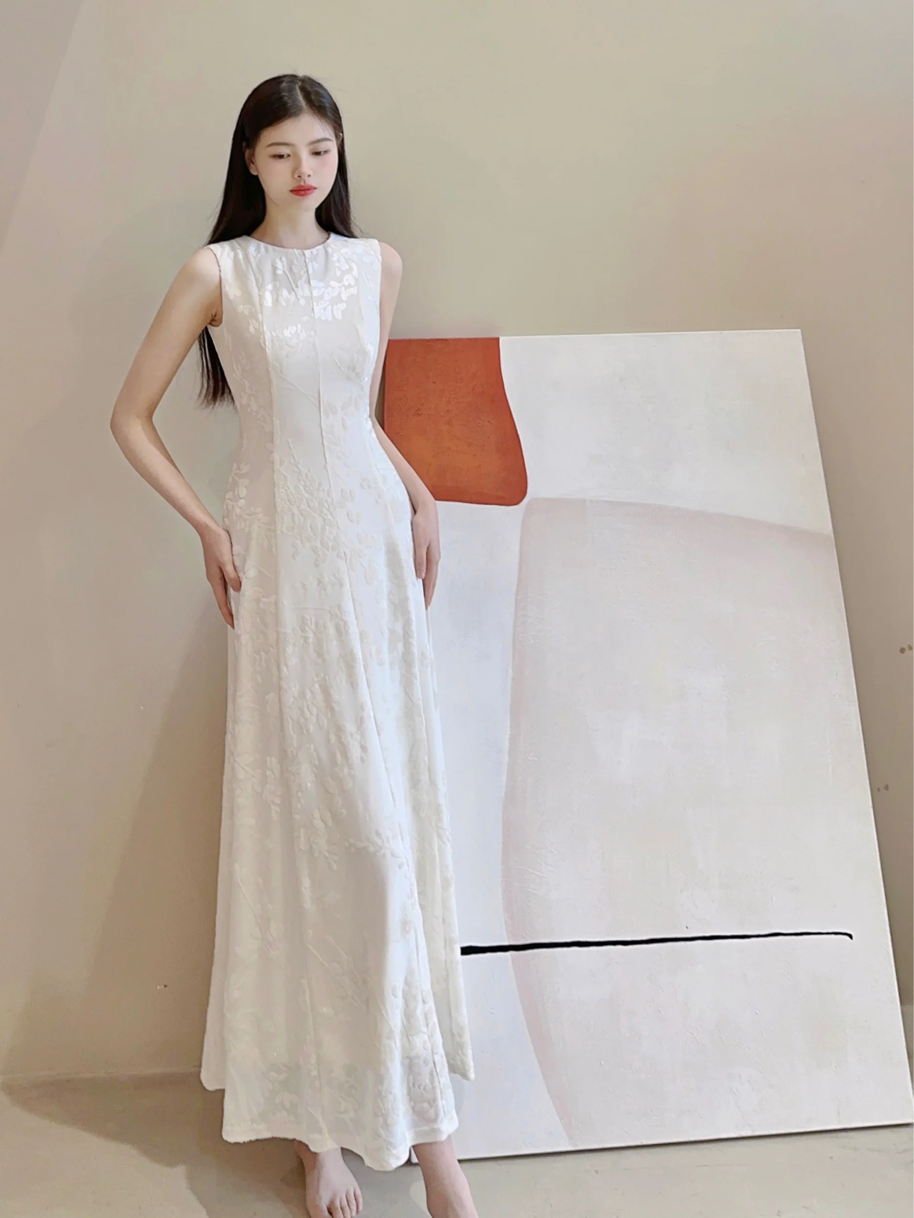 

Белый тюлевый жилет Moon Godd, женская одежда для весеннего отдыха, юбка с завышенной талией, длинное платье с завышенной талией