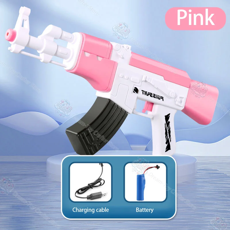 AK47 Electric Water Gun Toy for Boys Automatic High Pressure Large Capacity Outdoor Splash Soaker Blaster Kids Shooting Play